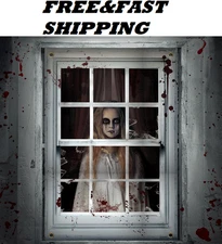 Halloween Ghost Curtains Decorations, Halloween Window Silhouettes Scary Scre...