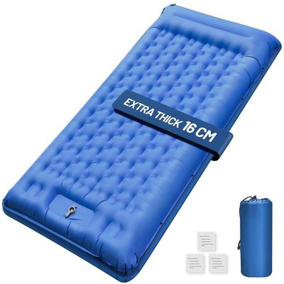 NAPASA Campingmatte, 16 cm ultraleichte aufblasbare Isomatte Single, blau - 6,3 