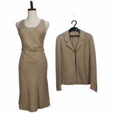 Chanel Women’s Pattern Gold Button Jacket Dress Setup 38