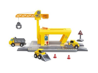 Hape Railway Crane Construction Set   Wooden Train Track Accessory with Cr