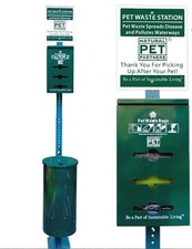 Commercial Dog Waste Station Kit with Locking Bag Dispenser and Trash Bin Green