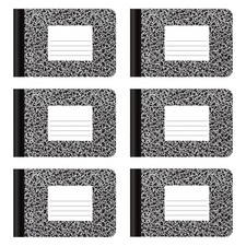 6 Pack Jr Composition Notebooks, Wide Ruled, 80 Sheets, Black