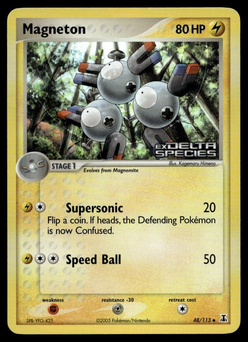 Magneton 48/113 Pokemon Card Stamped Ex Delta Species Uncmn Rev Holo NM FD