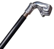 Wooden Walking Cane with Silver Brass Fist Handle Handmade Vintage Walking Stick