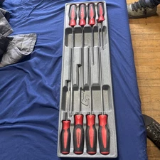 Snap On 8 Piece RED Soft Grip Extra Long Combo Cabinet Screwdriver Set SGDXL80BR