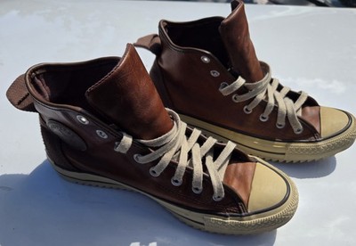 Converse Mens size 9½ Brown distressed Leather hi-top boots/ Sneakers
