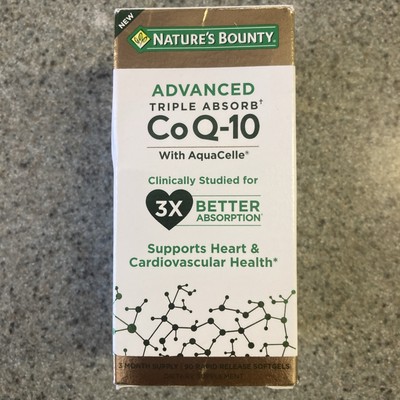 NATURE'S BOUNTY ADVANCED TRIPLE ABSORB CoQ-10 WITH AQUA CELLE 90 Ct. EXP 10/26