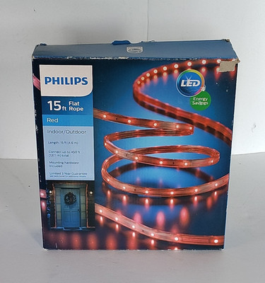 Philips 15 ft Heavy Duty LED FLAT Rope Connectable Indoor Outdoor Red Light Kit