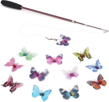Cat Butterfly Toys - 13 Pieces Cat Toy Set with Retractable Wand and Butterfly T