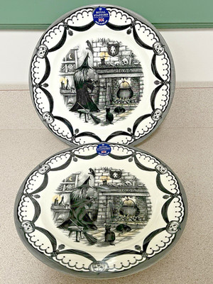 Set~2 Royal Stafford Halloween The Witches Coven with Cat 11'' Dinner Plates NEW