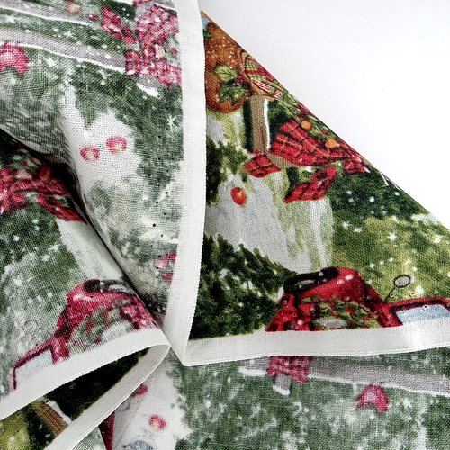 Susan Winget Christmas Fabric-Pine Trees & Fences-Red Truck Quilt Cotton 44x2 Yd - Picture 12 of 14