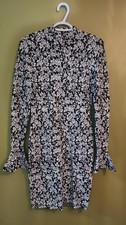 Michael Kors Black/white Floral Long Sleeve Bodycon Dress | Small