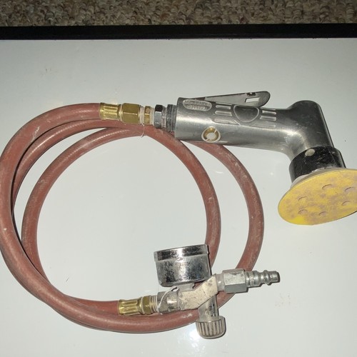 Pneumatic Right Angle Disk Air Sander/Polisher w/ Sanding Pad, Hose & Gauge