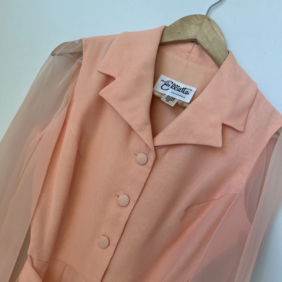 Vestido Maxi Formal Anfitriona Años 60 Miss Elliette Naranja Melocotón Gasa 8 Foto 3 de 4