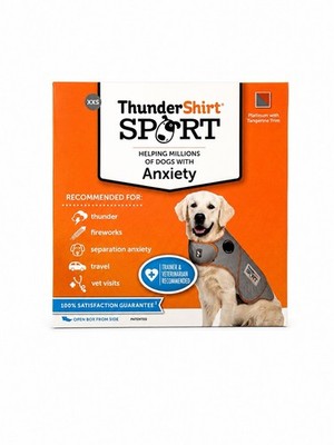 ThunderShirt Sport XXS Dog Anxiety Vest Gray Orange Calming Jacket