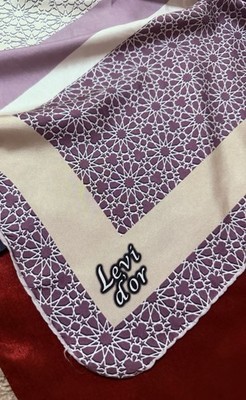 Levi d'or Purple Beige Brown White Geometric Square Scarf for Women