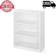 Sturdy Home Bookcase 3-Shelf Bookshelf Storage Organizer with Adjustable Shelves