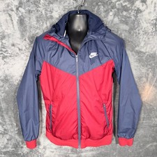 Nike Mens Windrunner Jacket Size S Maroon Navy Blue Full Zip Hooded Sportswear