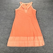 Tommy Bahama Dress Womens Large L Coral Orange Cotton Linen Slub Knit Shift Mini