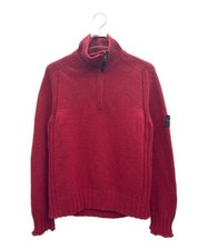 Stone Island Men's Wool Half-Zip Knit Pullover Size L Authentic Red Italy