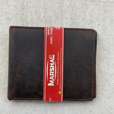 Marshal RFID Blocking Brown Bifold Genuine Leather Wallet NEW