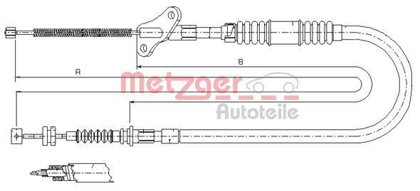 Original METZGER Cable Pull Parking Brake 17.2722 for Opel