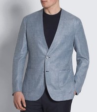 BRIONI  Jardigan  Linen Wool  Silk Cardigan Blazer Jacket Blue 52 IT 4195 NEW