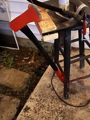 Red and Black Axe Modern Design master mechanic restored