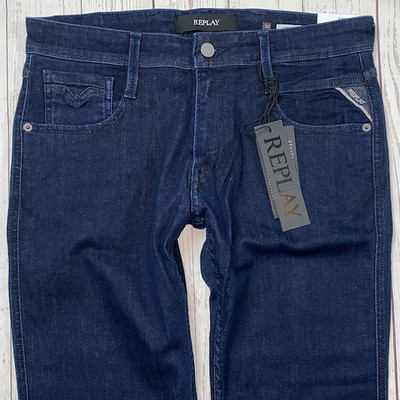 Mens REPLAY Anbass Jeans W30 L32 Blue Stretch Slim Fit M914 (K493)