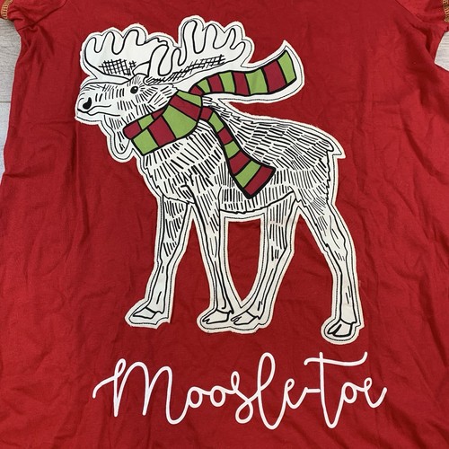 NWT Lazy One Moosletoe V-Neck Nightshirt Women’s S/M Red Christmas Holiday PJs - Picture 3 of 12