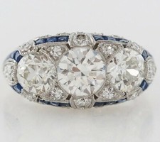 Vintage art deco style 1.02 CT Round cut CZ sapphire women's Engagement Ring