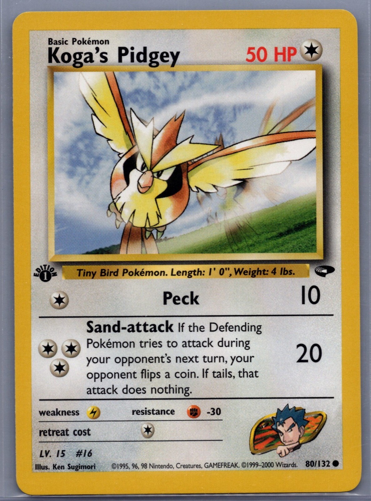 1st Edition Koga’s Pidgey 80/132 - Gym Challenge - Near Mint