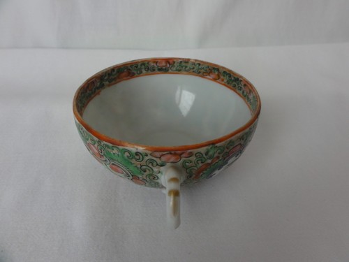 "Antigua taza de té medallón rosa porcelana china 3 5/16" - Imagen 10 de 12