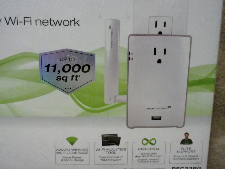 New Amped Wireless High Power Range Extender with AC Pass-Thru REC22PG  - Image 2 of 4