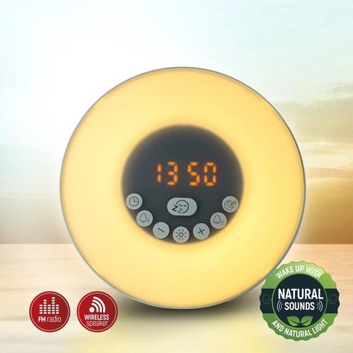 SLF Sunrise to Sunset Alarm Clock Nature Sounds Wireless Speaker White Wake LED - Picture 3 of 4