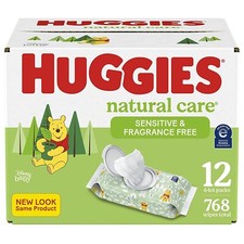 Huggies Natural Care Sensitive Unscented 2 PACK  1536 WIPES - NEW EXPEDITED