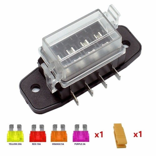 1PCS 4 Ways Blade Fuse 12V Car Boat Fuse Box Holder W/ Power Panel Board Camper - Picture 5 of 6