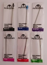 Variety Lot of 6~PenGems~1.0 mm Bold D1 ballpoint pen refills NIP pink red blue+