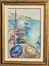 Piero Solavaggione ( Carmagnola TO 1899 - 1979) Sanremo  1967, barche e velieri"