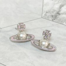 Vivienne Westwood Earrings Pierce Pearl Orb Silver w/drawstring E4278