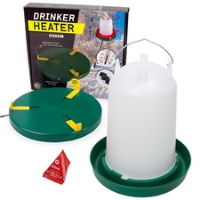 Tränkenwärmer Ø30cm + Tränke 12 Liter + Vitamine Heizplatte Wärmeplatte Geflügel