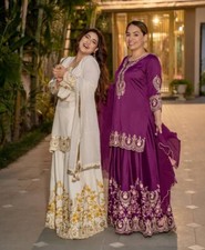 NEW FAUX GEORGETTE TOP- PALAZZO WITH DESIGNER DUPATTA FOR PARTY  WEDDING