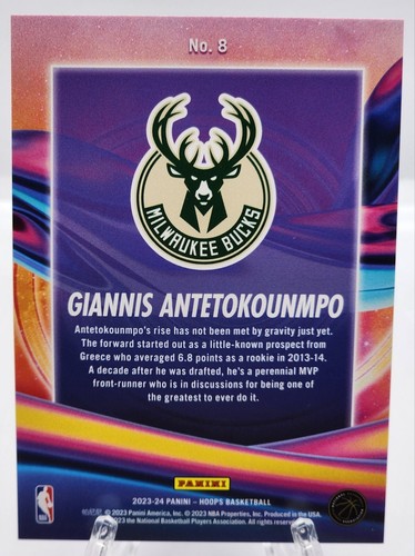 2023-24 Hoops Giannis Antetokounmpo Anti Gravity #8 Artists Proof 12/25 Bucks - Picture 2 of 2