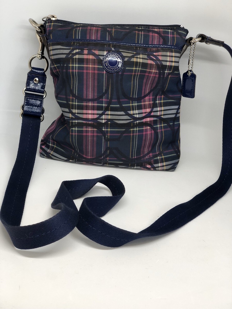 COACH Poppy Tartan Plaid Signature Messenger Bag | eBay