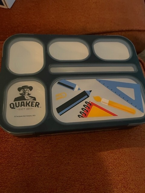 Quaker School Lunch Bento Box with Lockable Lid and Spork in Blue