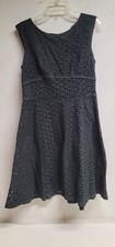 ANN TAYLOR LOFT SIZE 10 BLACK  ZIPPER UP FLORAL EMBROIDERED WOMEN'S DRESS 