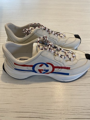 Gucci Run Logo Sneaker White Men’s Size UK 9 RRP £785 #I446 - Picture 2 of 10