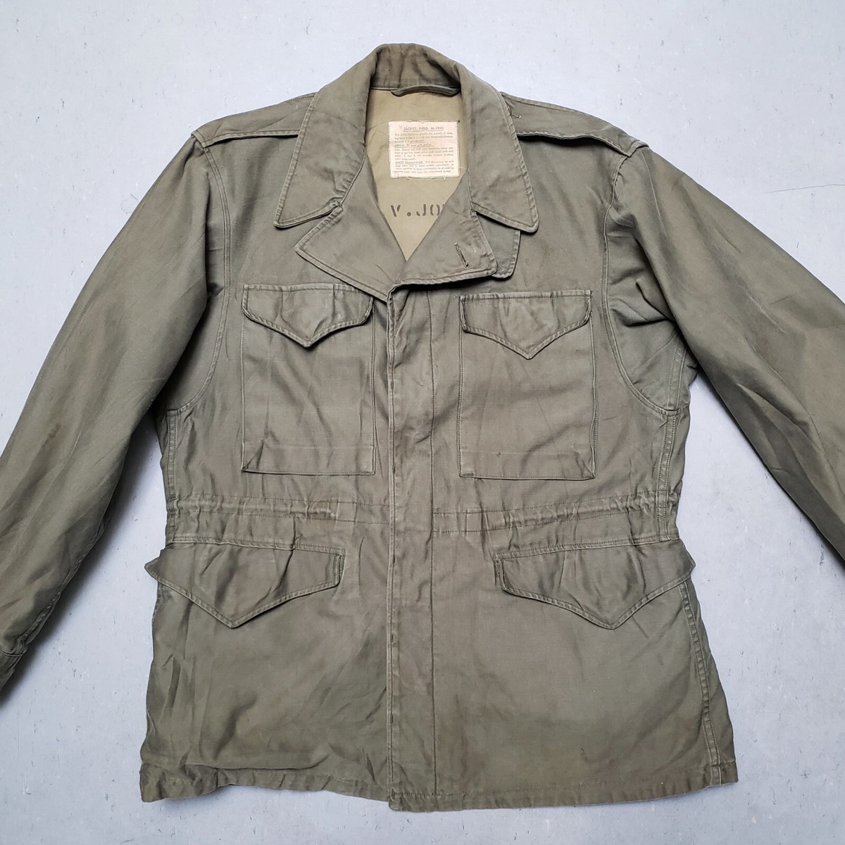 WW2 40s US Army M-43 Parka Jacket Sz 36R ID'd NAMED Fits like a