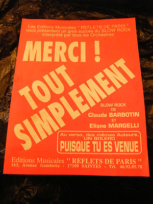 Notenblatt Merci! Tout simplement Barbotin Margelli 1993 Slow Rock Akkordeon