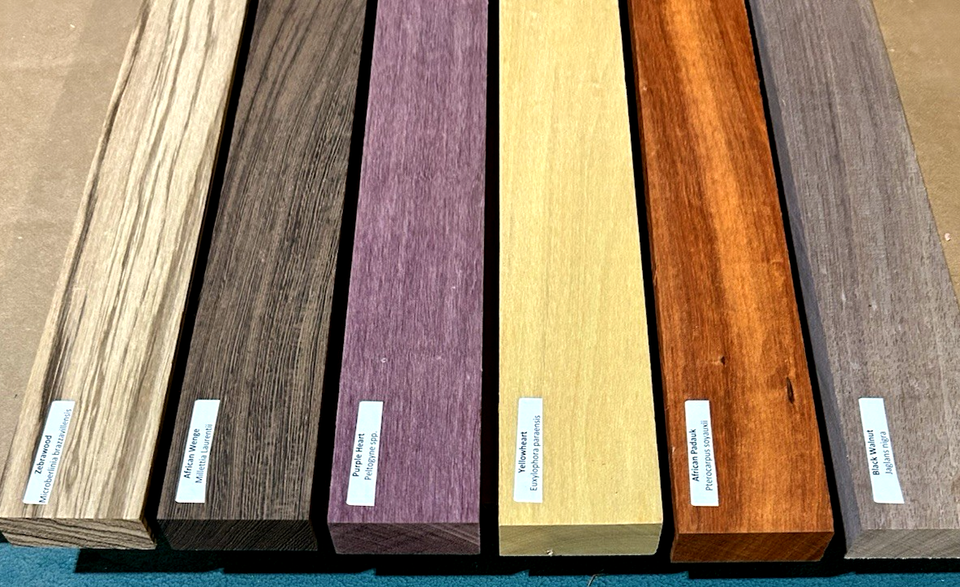 32 Bocote Bloodwood Macawood Yellowheart Purpleheart Walnuss Padauk